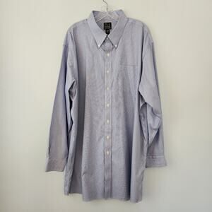 Jos A Bank Shirt Mens 19-36 Blue White Stripe Button Up Corpcore Officecore Work